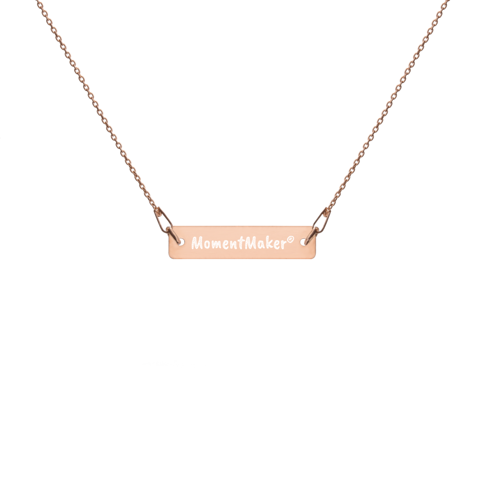 Engraved Silver Bar Chain Necklace