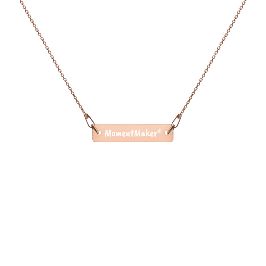 Engraved Silver Bar Chain Necklace