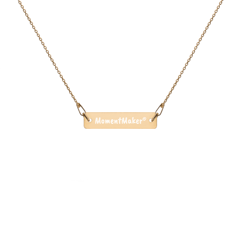 Engraved Silver Bar Chain Necklace