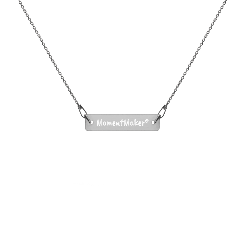 Engraved Silver Bar Chain Necklace