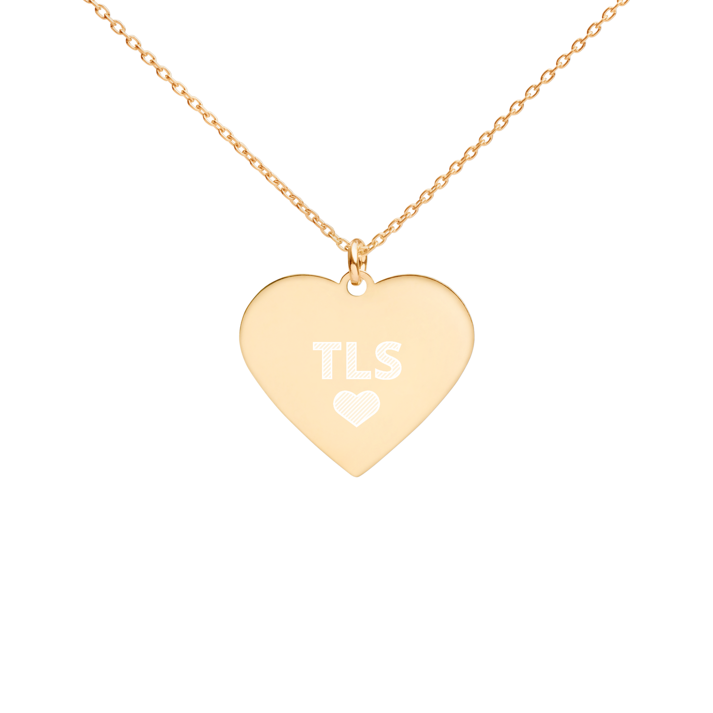 TLS Heart Engraved Silver Necklace