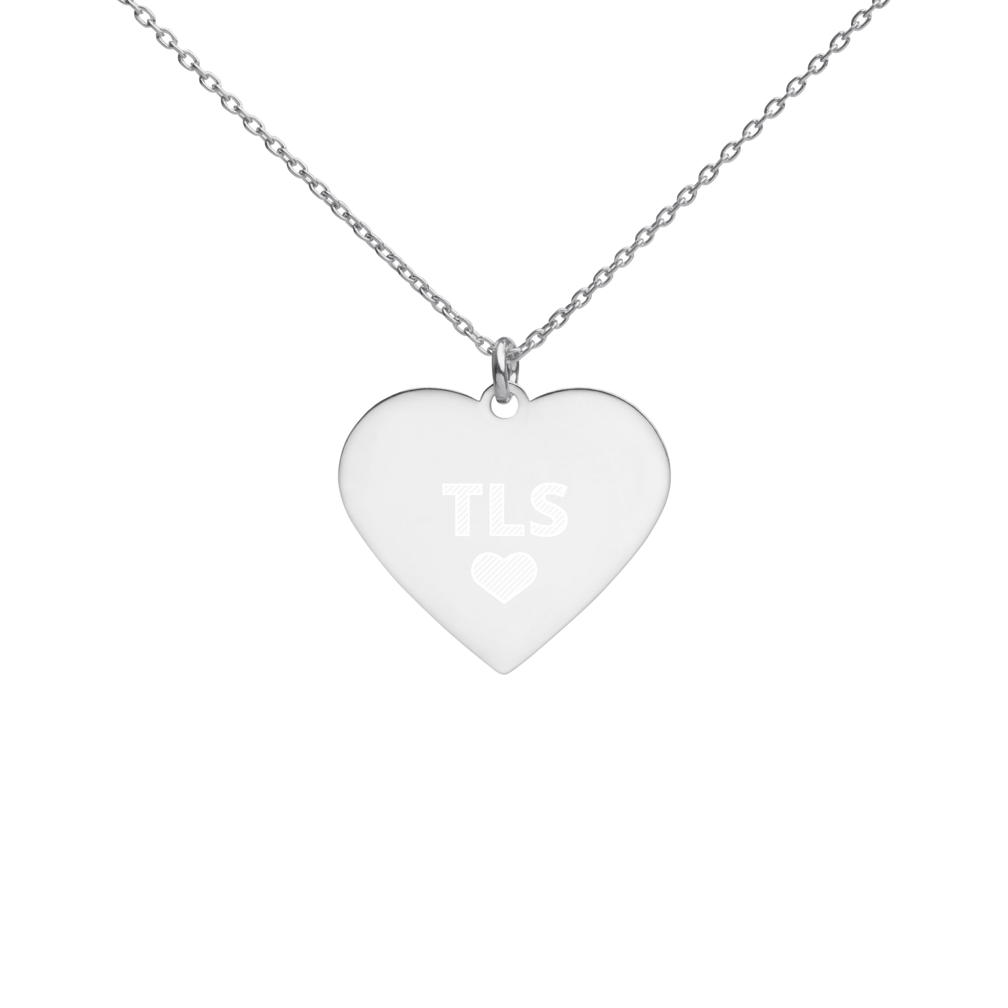 TLS Heart Engraved Silver Necklace